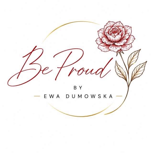 Logo Be Proud by Ewa Dumowska z kwiatem